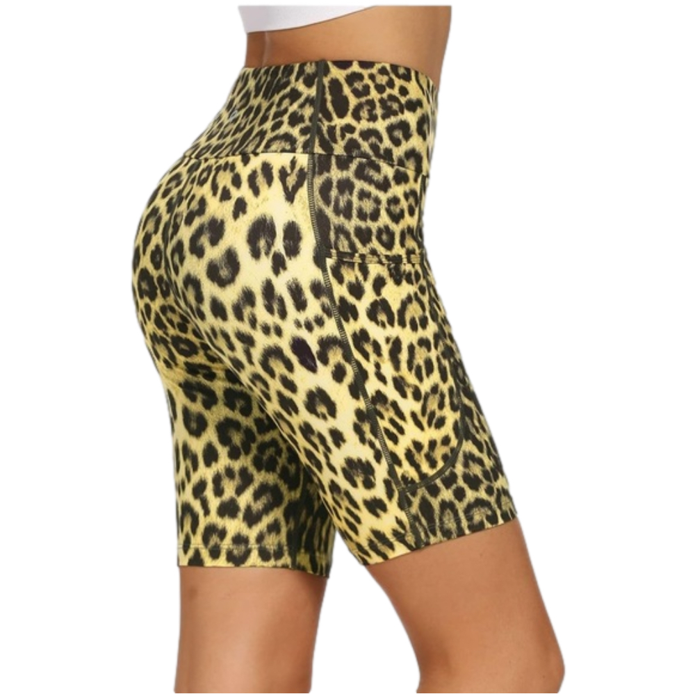 Move beyond  women's leopard animal print bike shorts medium